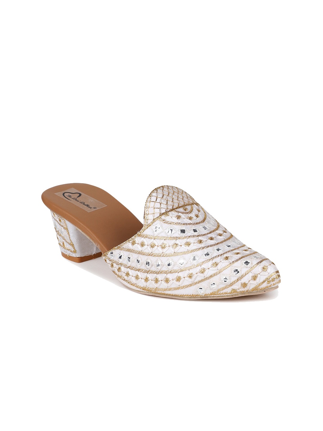 

The Desi Dulhan Ethnic Block Heels Mules, White