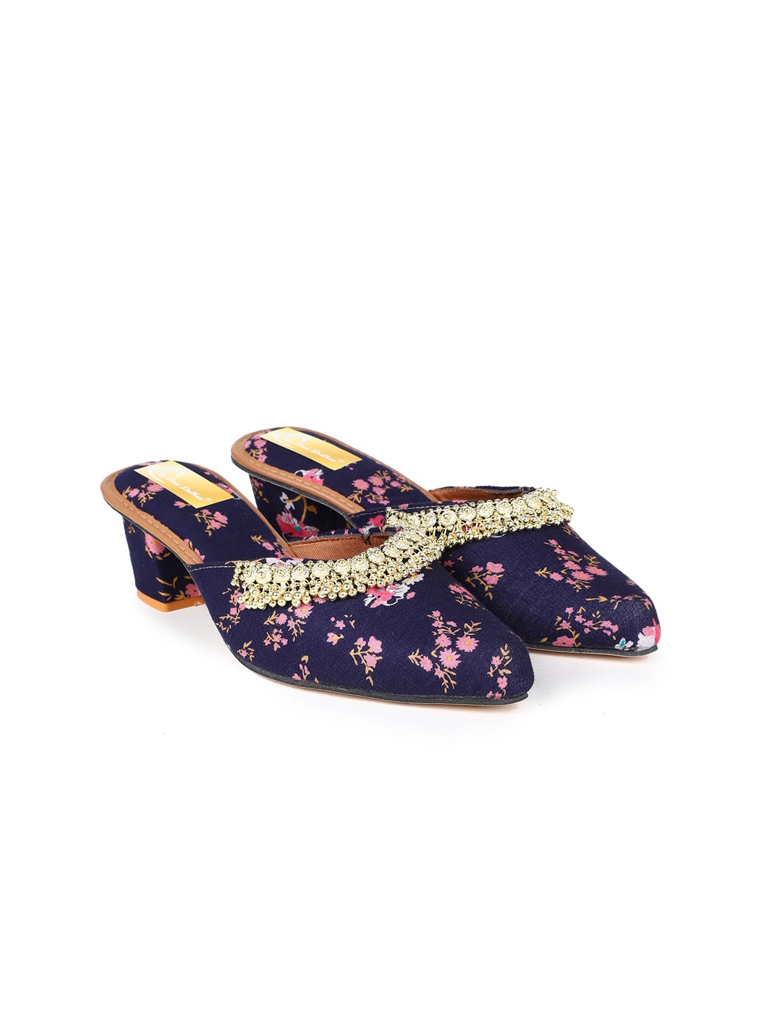 

The Desi Dulhan Ethnic Block Heels Mules, Blue
