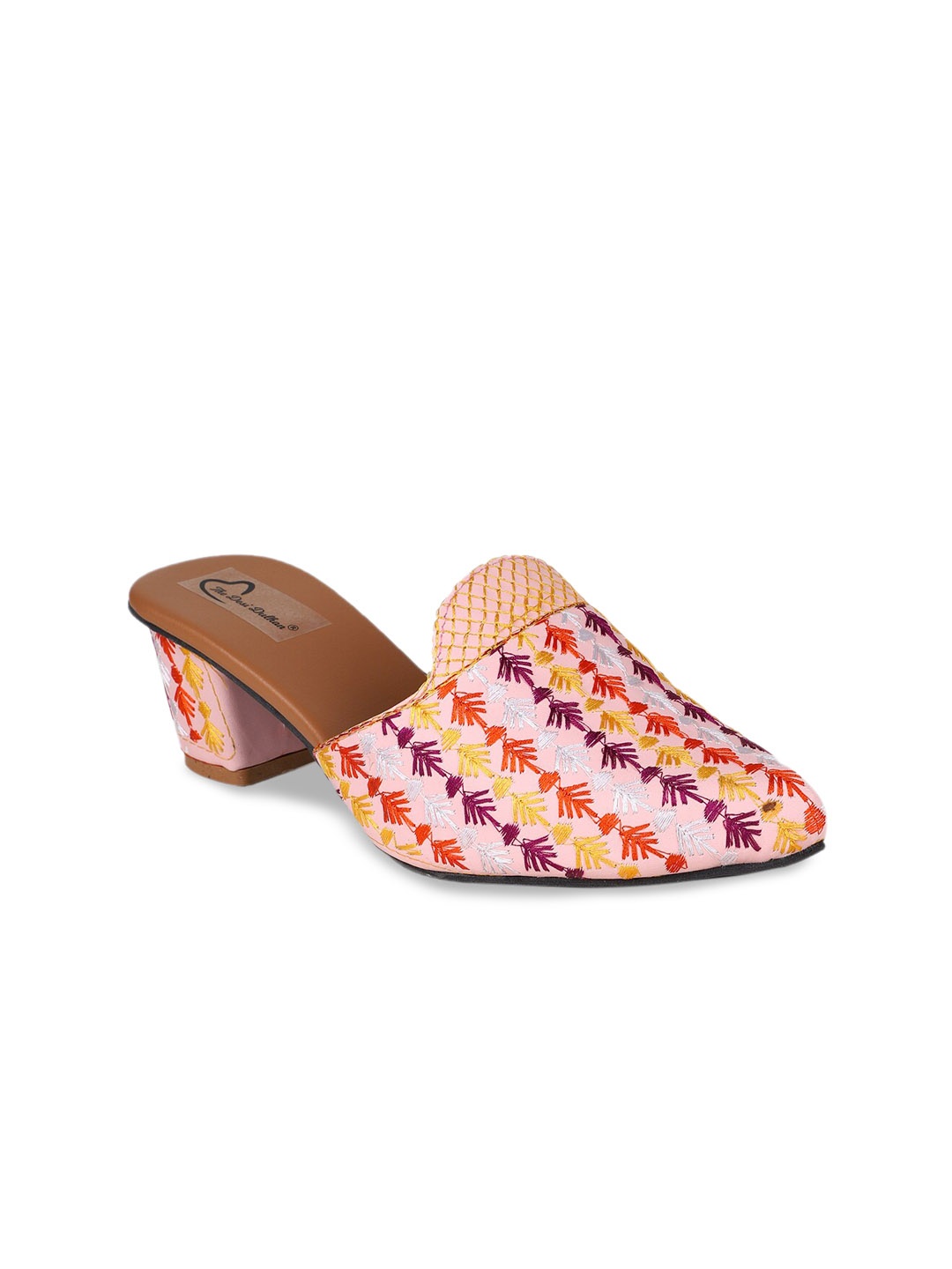 

The Desi Dulhan Ethnic Block Heels Mules, Pink