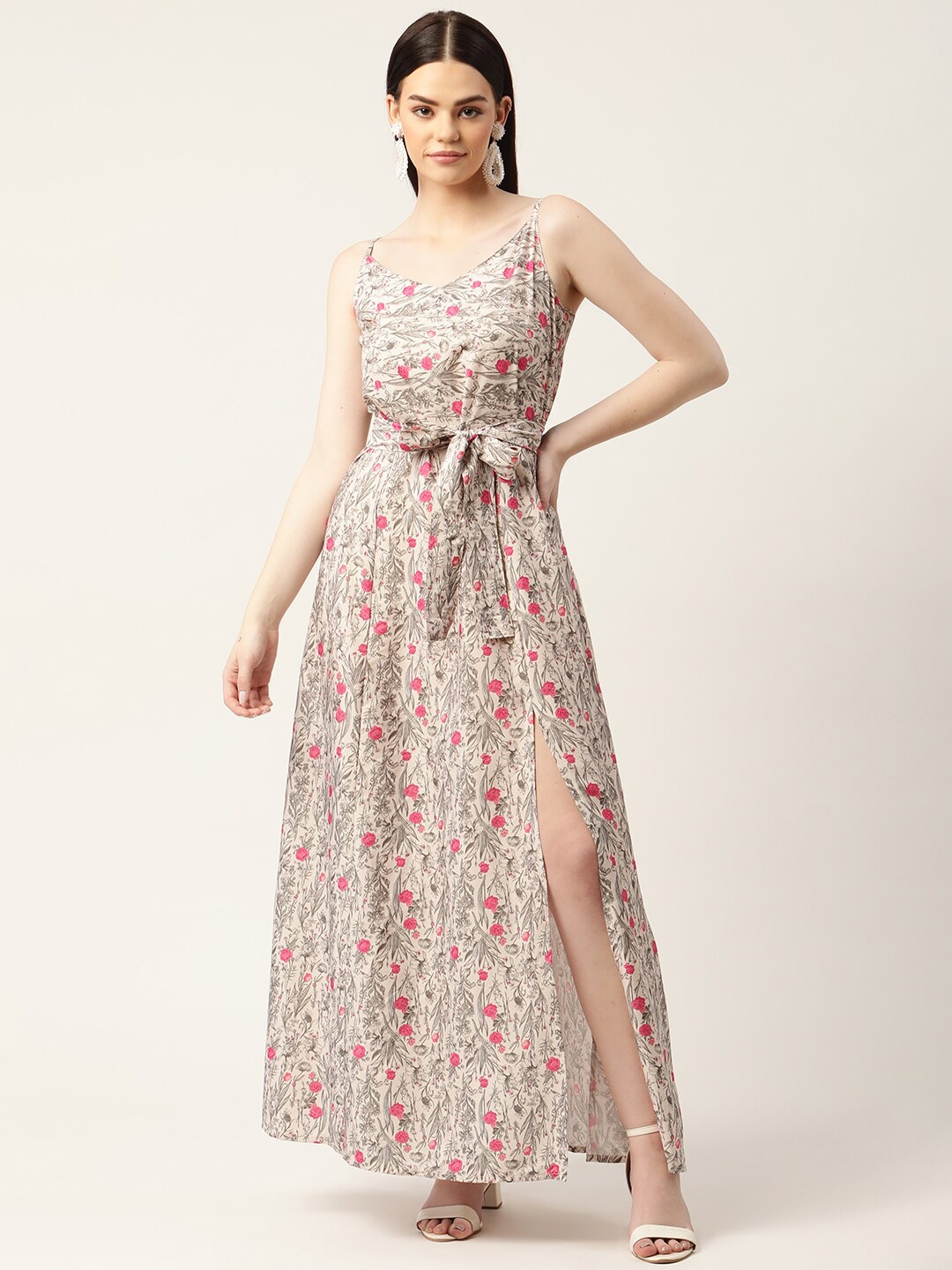 

Sleek Italia Floral Crepe Maxi Dress, Beige