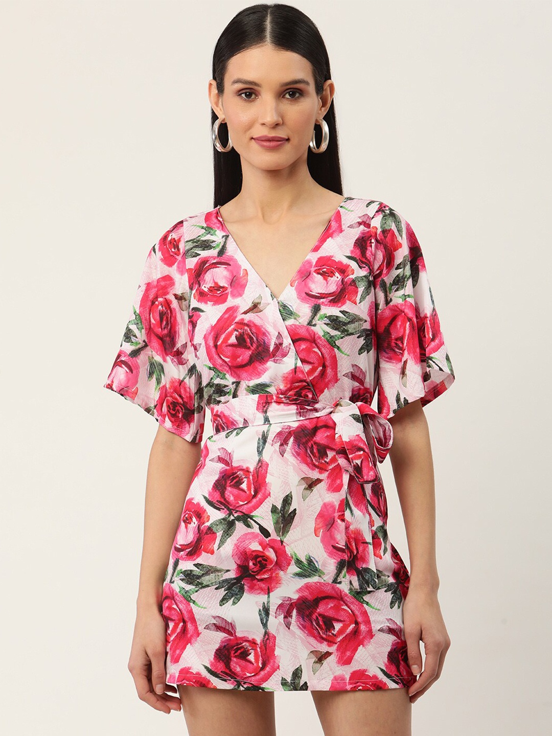 

Sleek Italia Floral Crepe Mini Dress, White