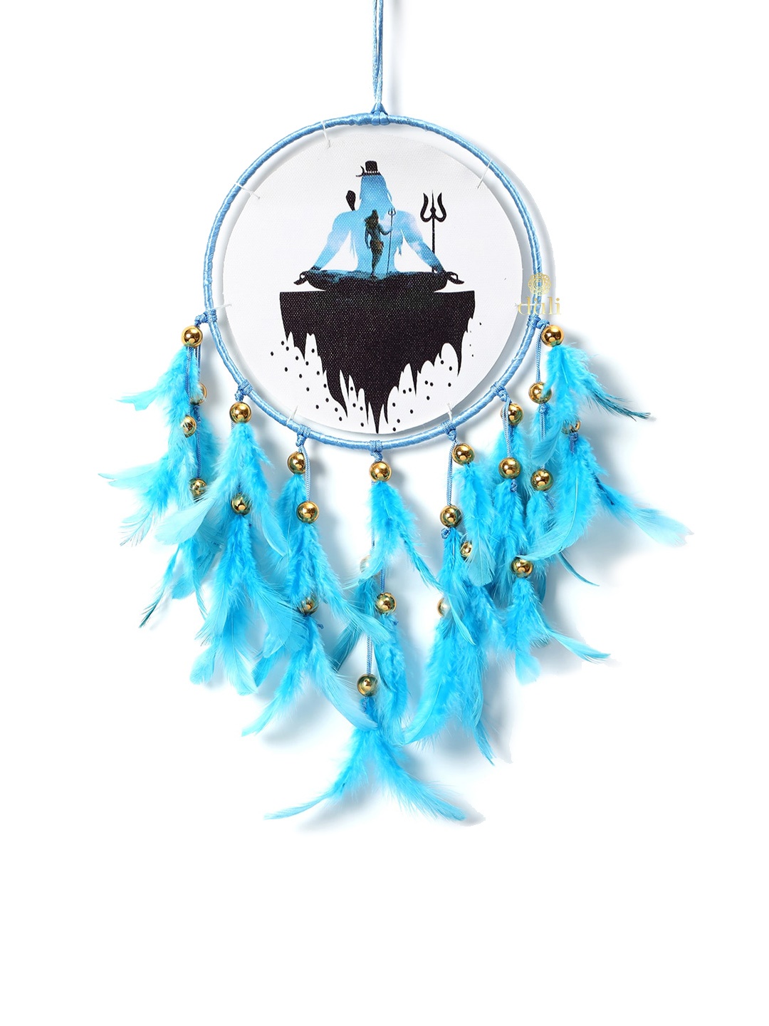 

DULI Blue & Black Shivji Printed Dream Catcher Windchimes