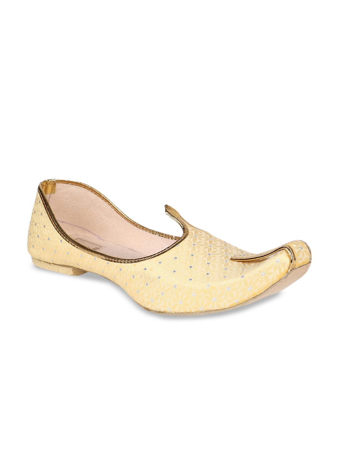 

HOUSE OF JUTTI Men Woven Design Ethnic Mojaris, Yellow