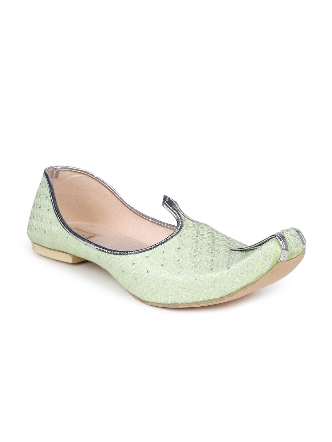 

HOUSE OF JUTTI Men Woven Design Ethnic Mojaris, Sea green