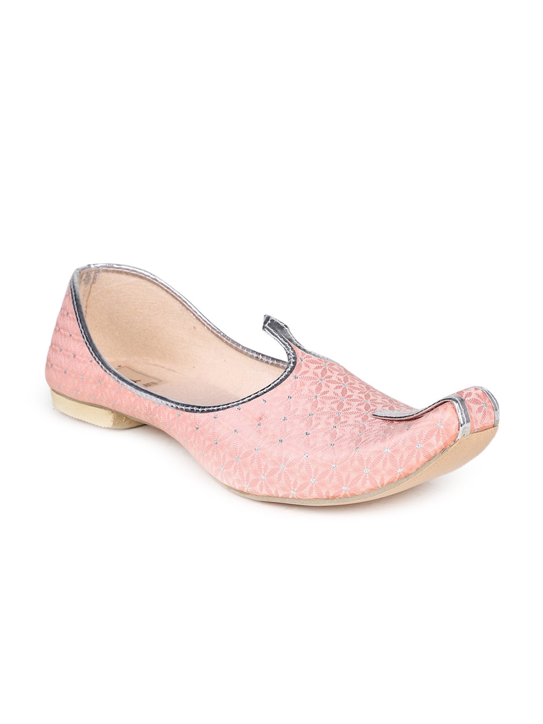 

HOUSE OF JUTTI Men Woven Design Ethnic Mojaris, Pink