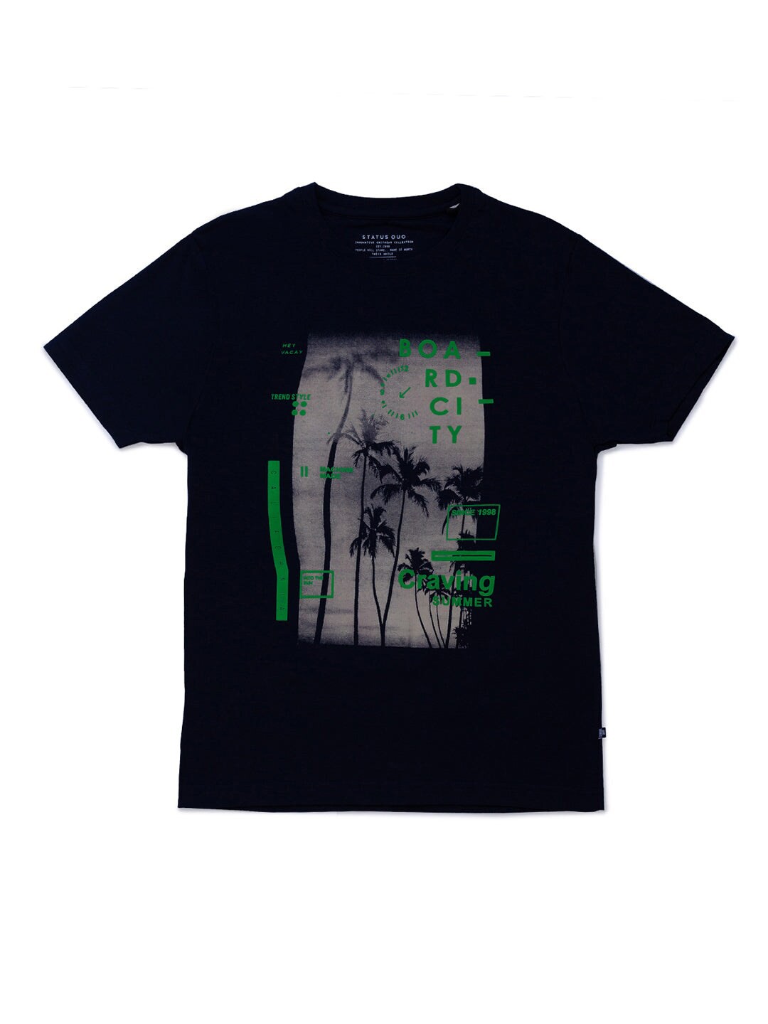 

Status Quo Boys Printed Cotton T-shirt, Navy blue
