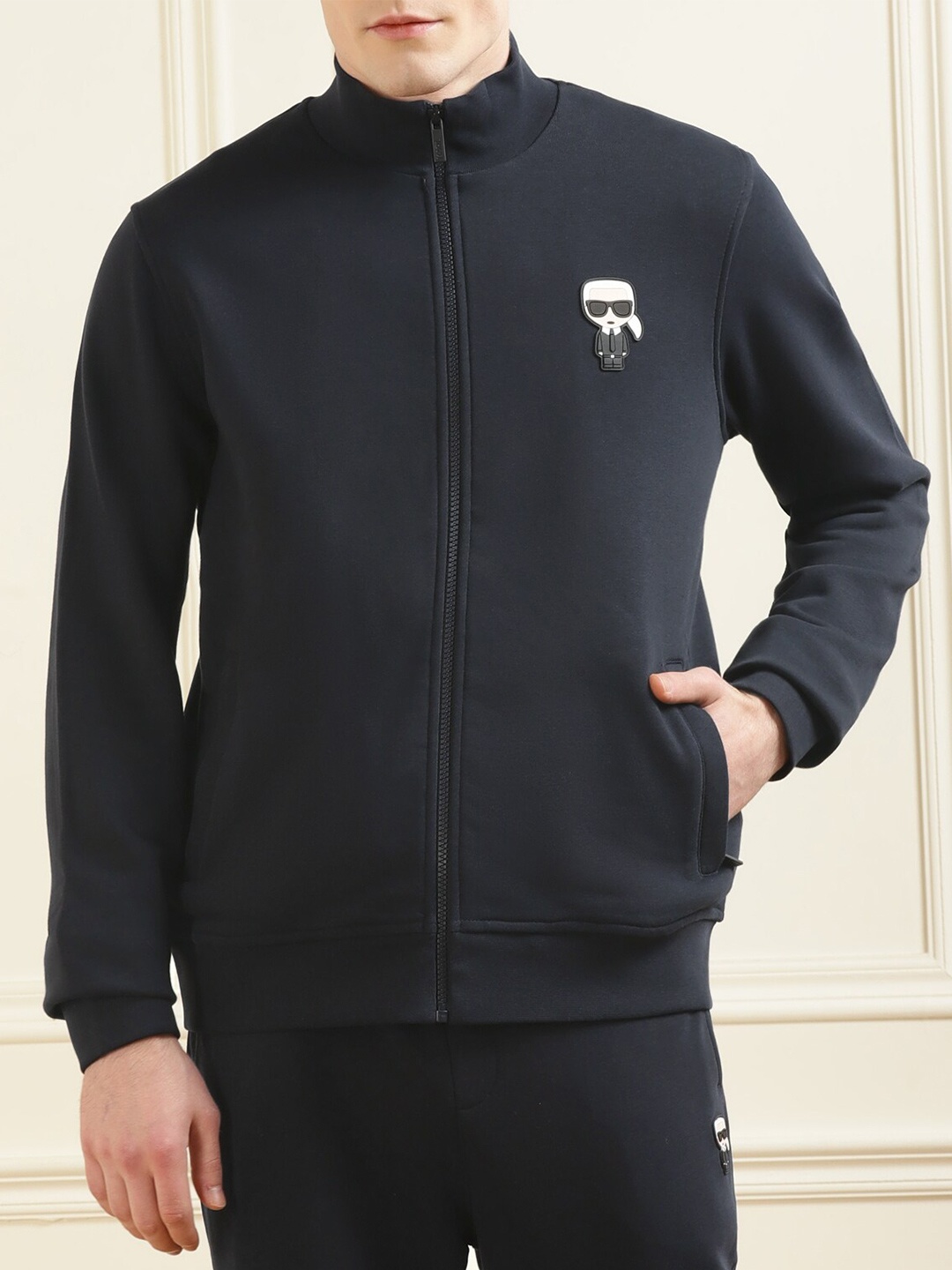 

Karl Lagerfeld Men Front-Zipper Sweatshirt, Navy blue