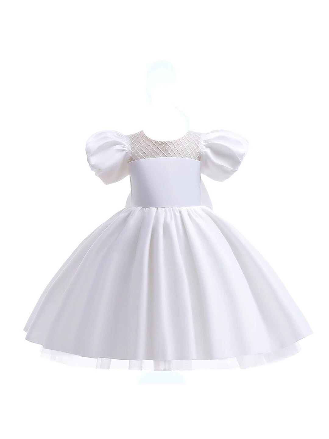 

R Cube Fit and Flare Satin Dress, White