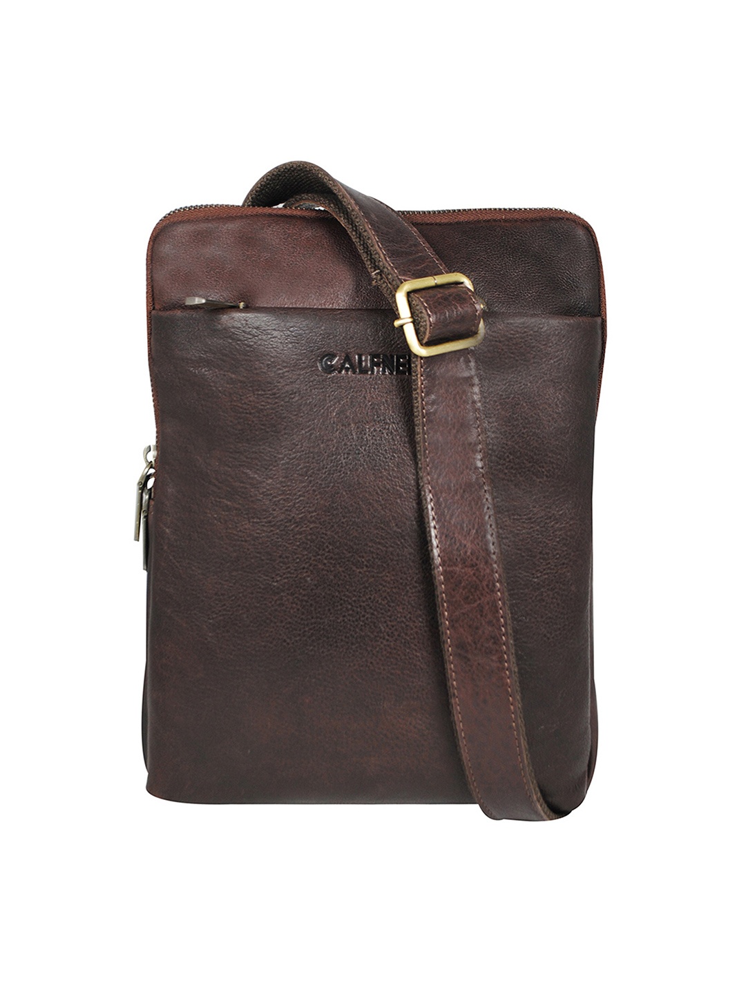 

CALFNERO Men Genuine Leather Messenger Bag, Brown