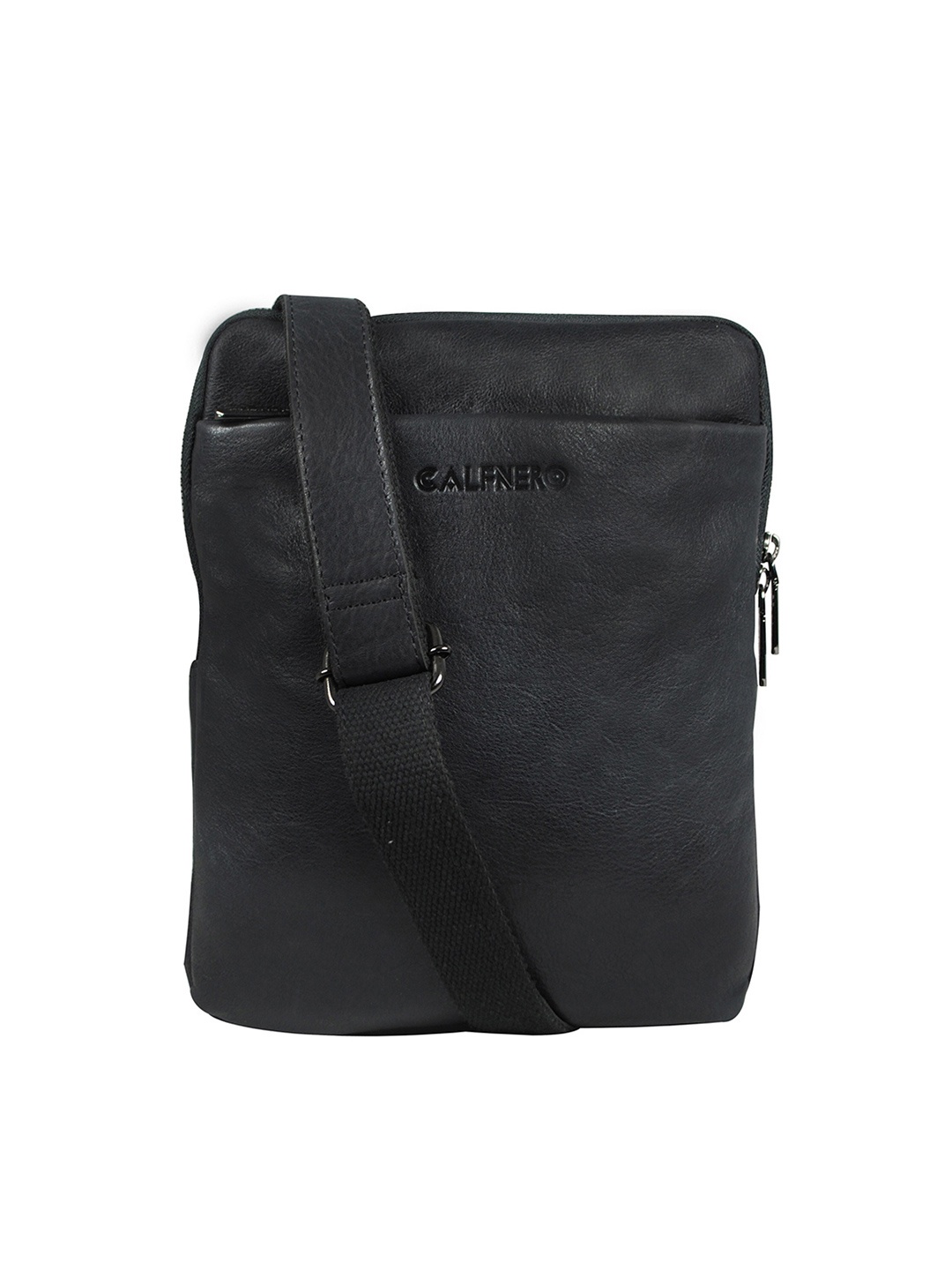 

CALFNERO Men Genuine Leather Messenger Bag, Black
