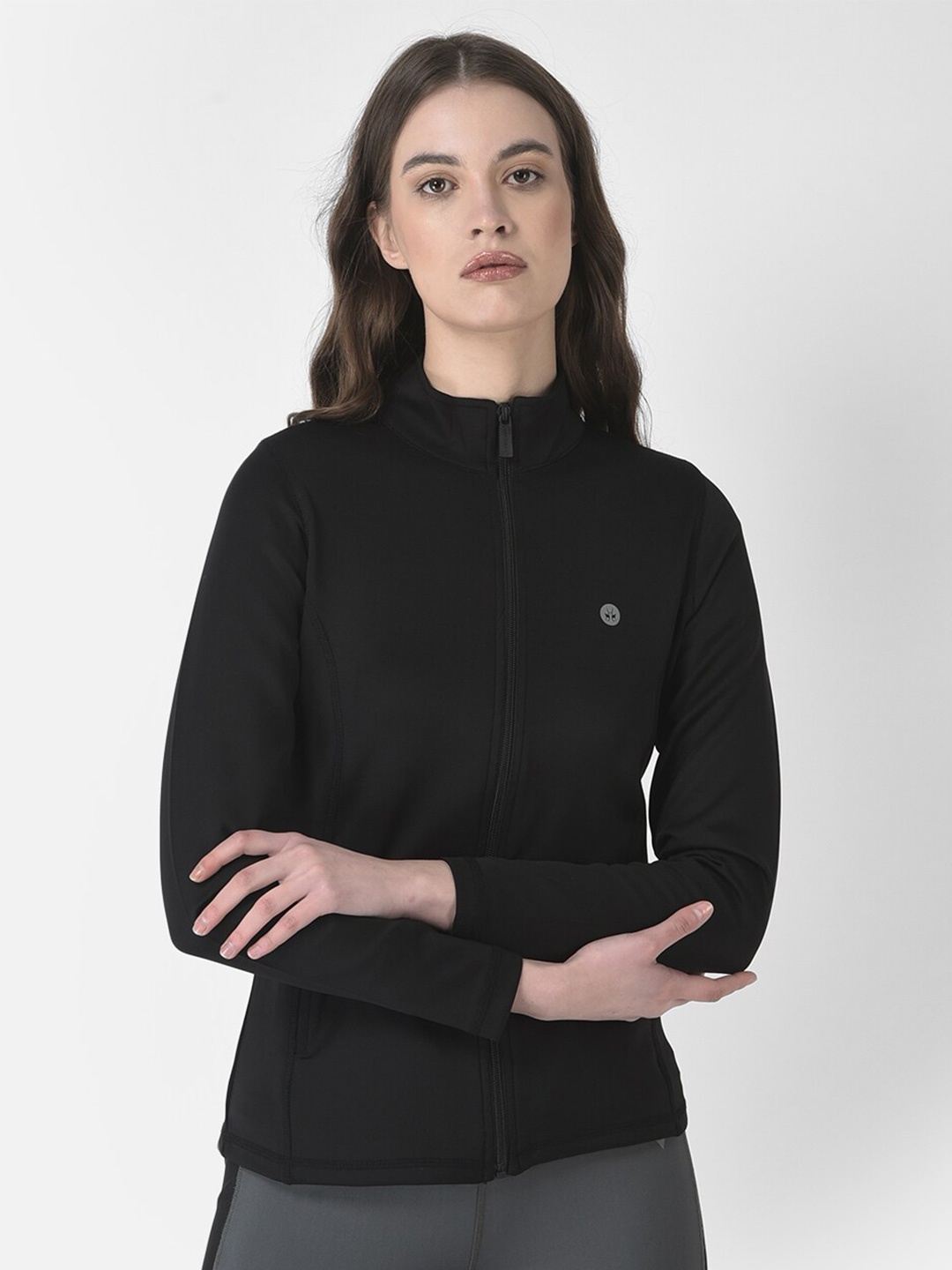 

Crimsoune Club Women Zip-Enclosed Sweatshirt, Black