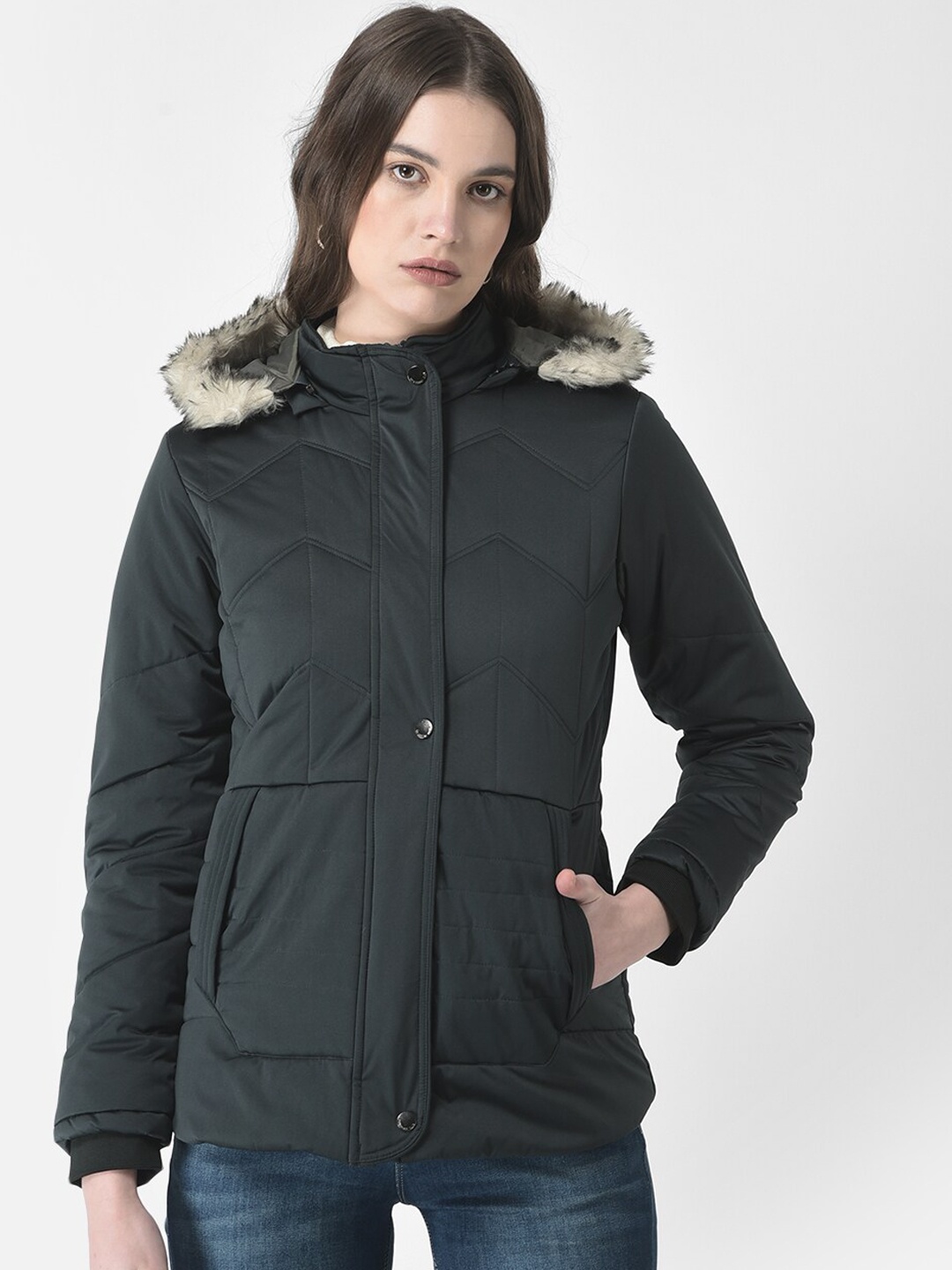 

Crimsoune Club Women Longline Padded Jacket, Green