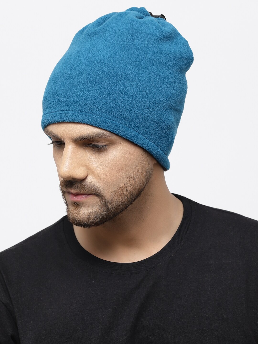 

513 Solid Fleece Reversible Beanie With Neck Warmer & With Face Mask Headband, Teal