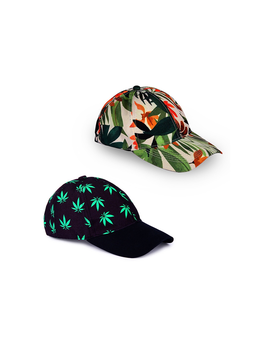 

Knotyy Pack Of 2 Printed Canvas Baseball Caps, Black