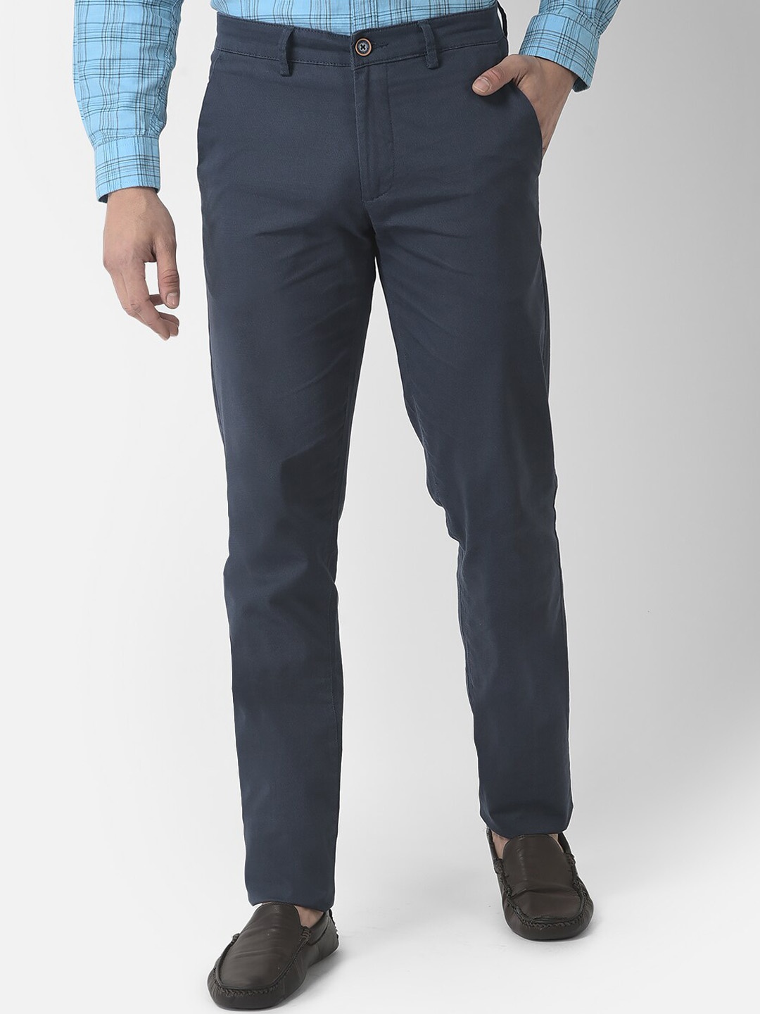 

Turtle Men Cotton Relaxed Skinny Fit Trousers, Blue