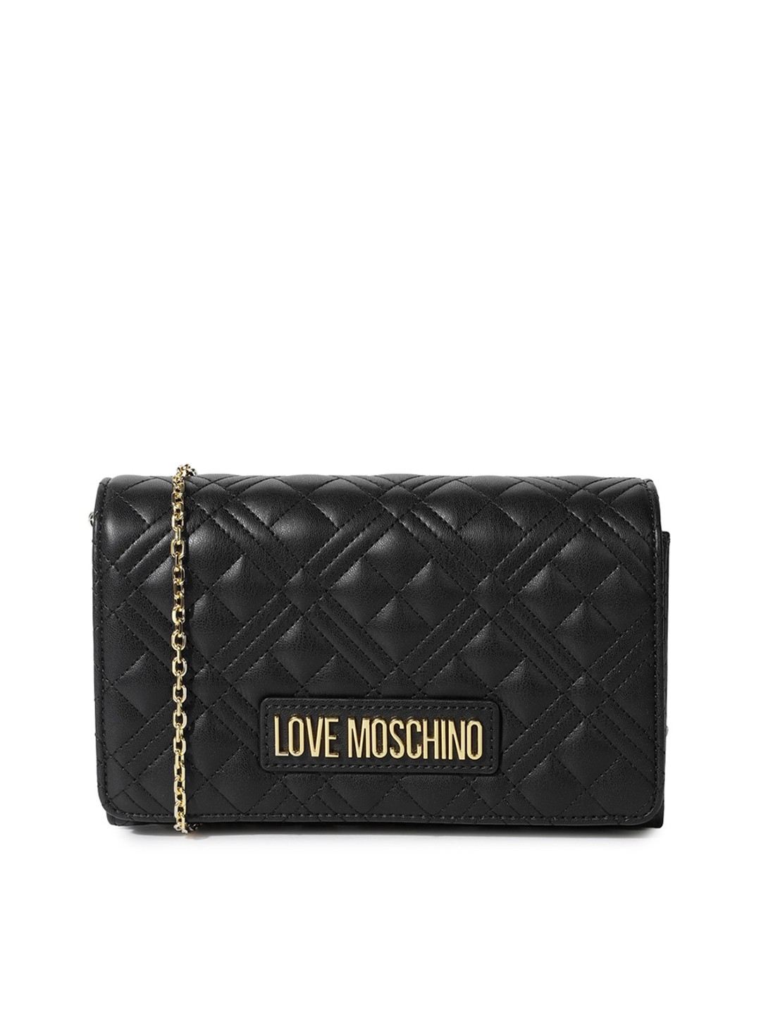 

LOVE MOSCHINO Textured Swagger Sling Bag with Quilted, Black
