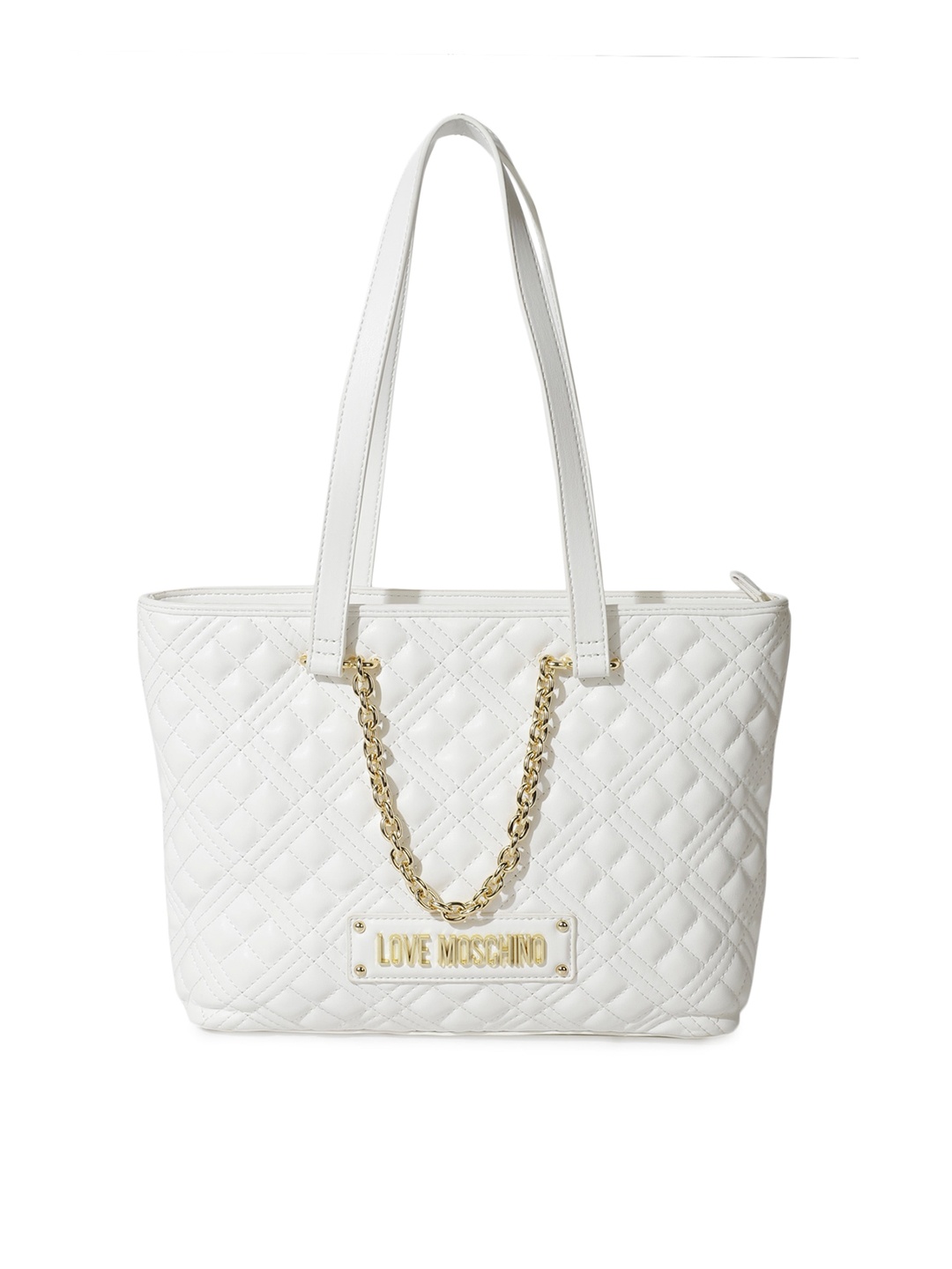 

LOVE MOSCHINO Textured Structured Shoulder Bag with Quilted, Cream