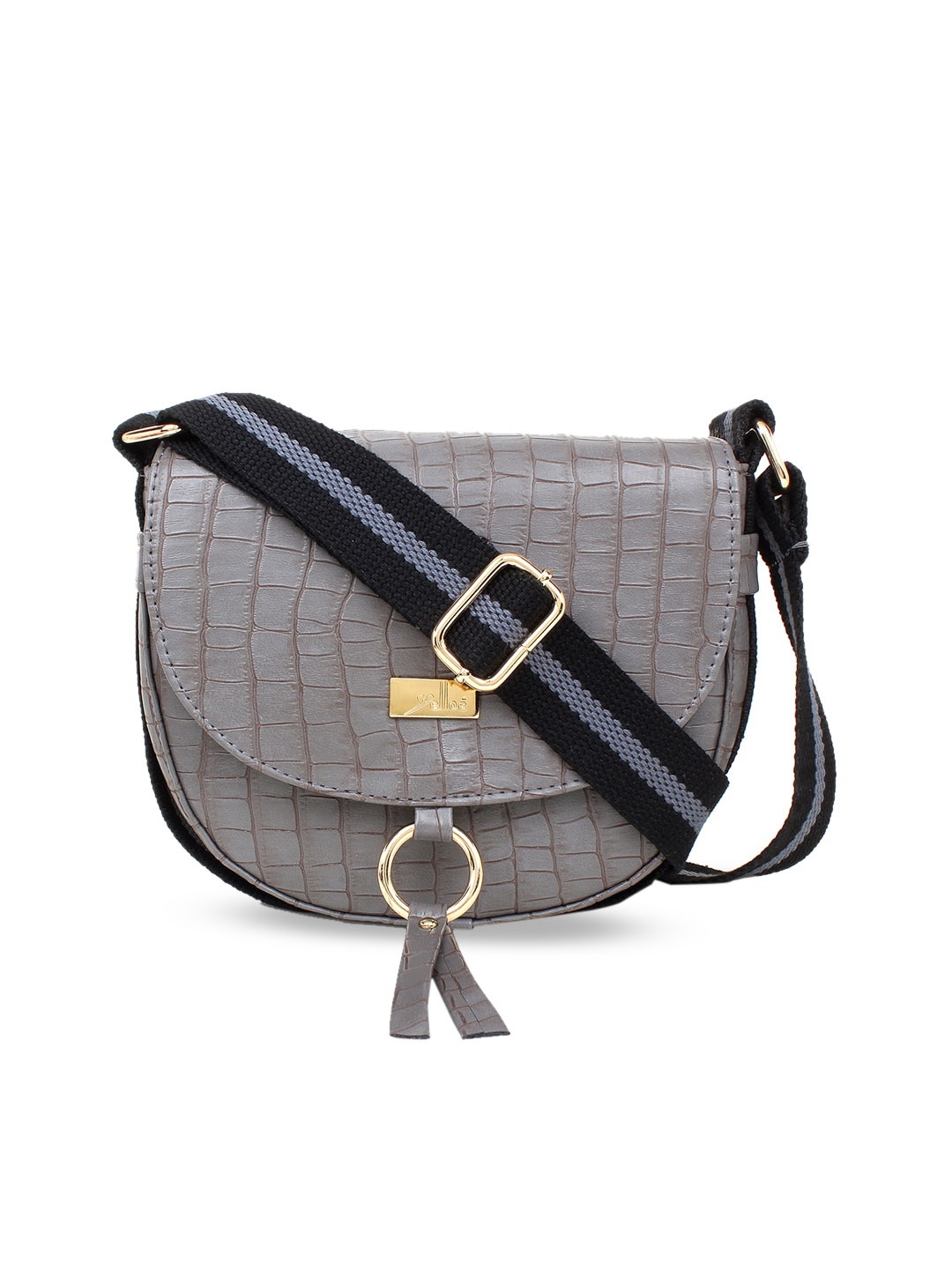 

yelloe Textured Structured Sling Bag with Tasselled, Grey