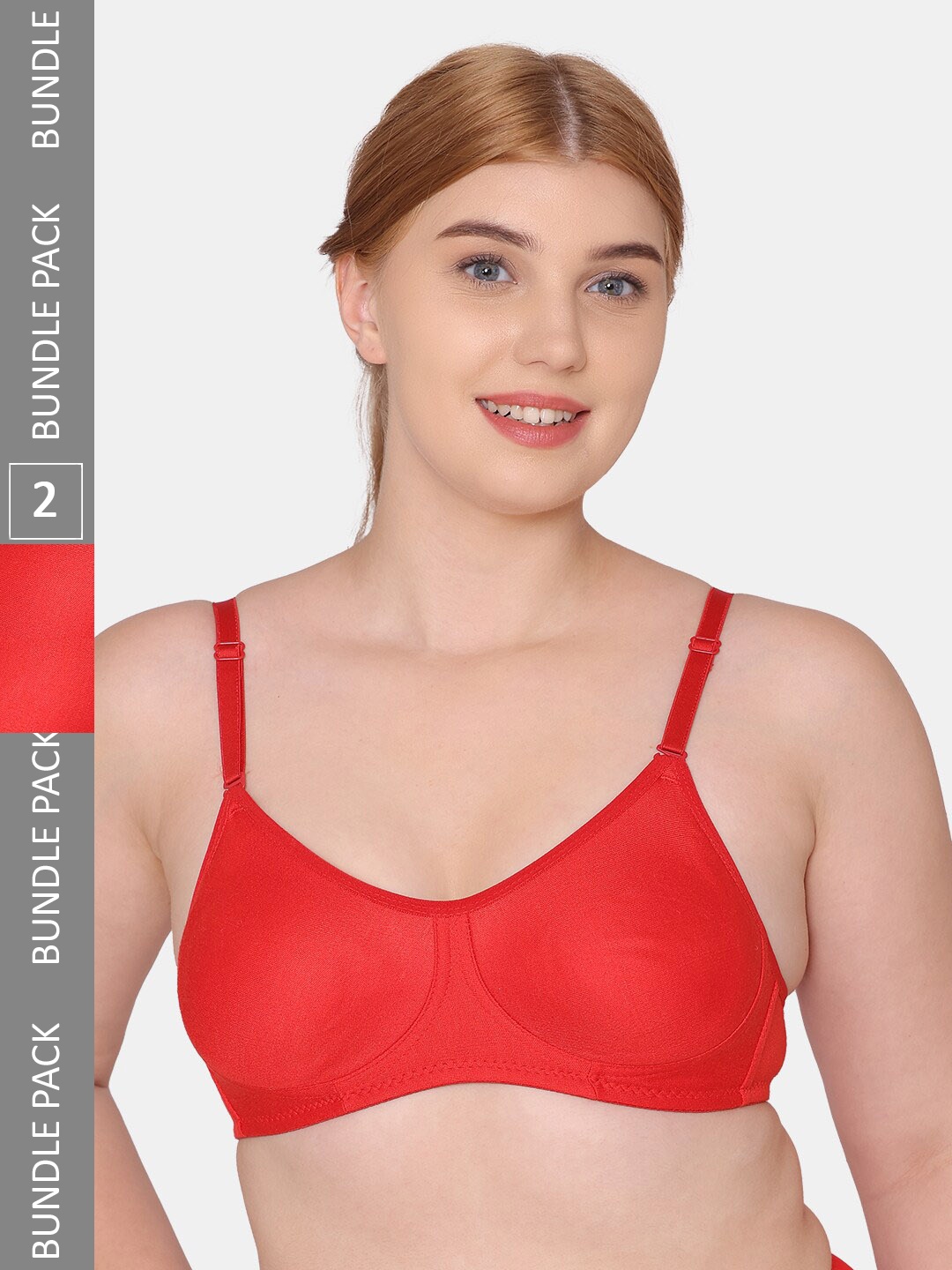 

KOMLI Double Layered Seamless Non-Padded Bra, Red
