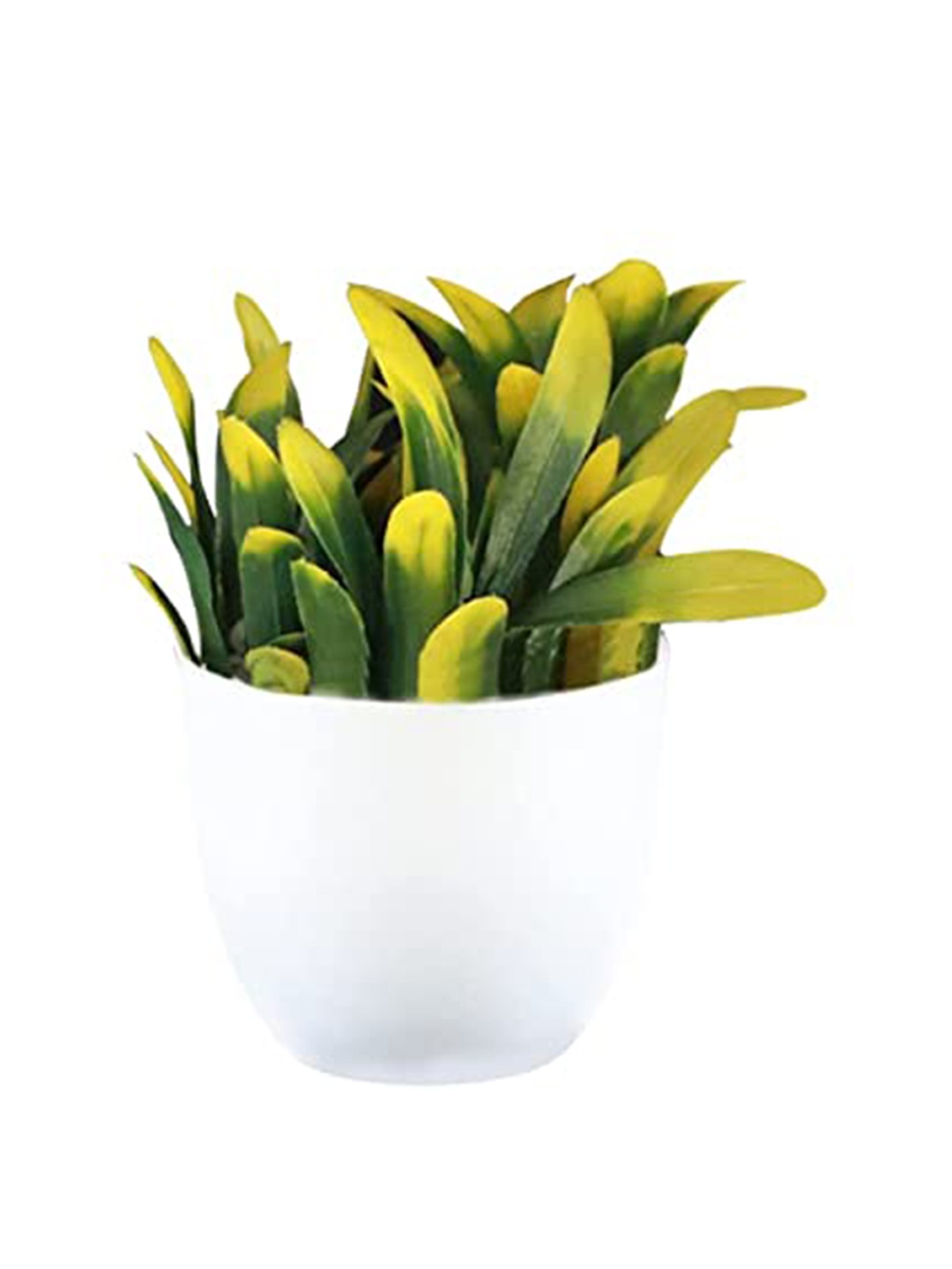 

TRUSTBASKET Green & White Mini Shrub Artificial Plant with Pot