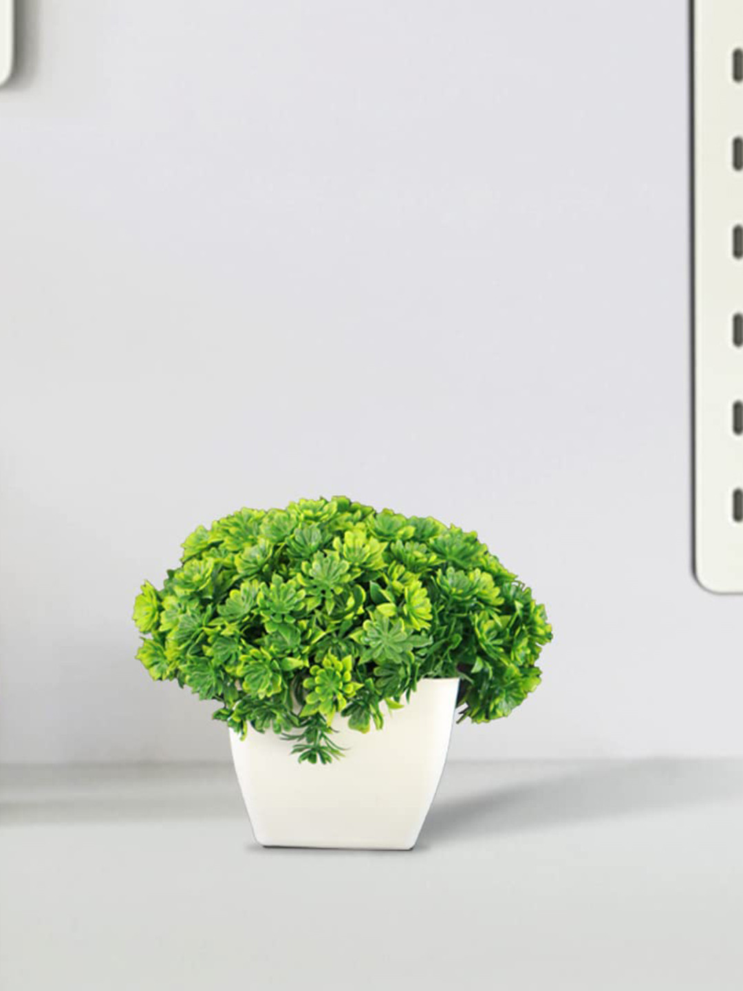 

TRUSTBASKET Green & White Mushroom Shrub Potted Artificial Plant