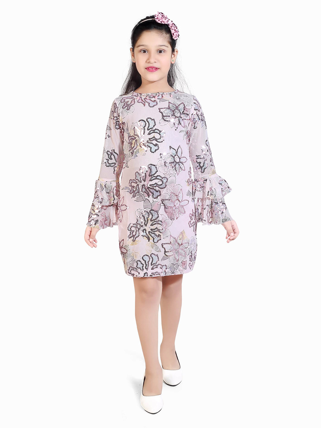 

Tiny Girl Pink Floral Printed A-Line Dress