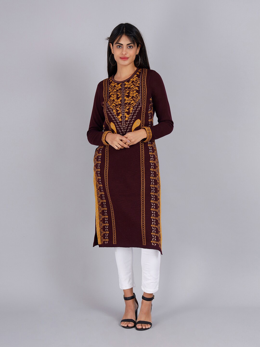 

KEIKO Women Ethnic Motifs Printed Acrylic Kurta, Maroon