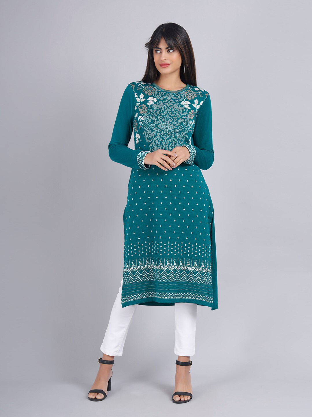 

KEIKO Ethnic Motifs Jacquard Kurta, Sea green