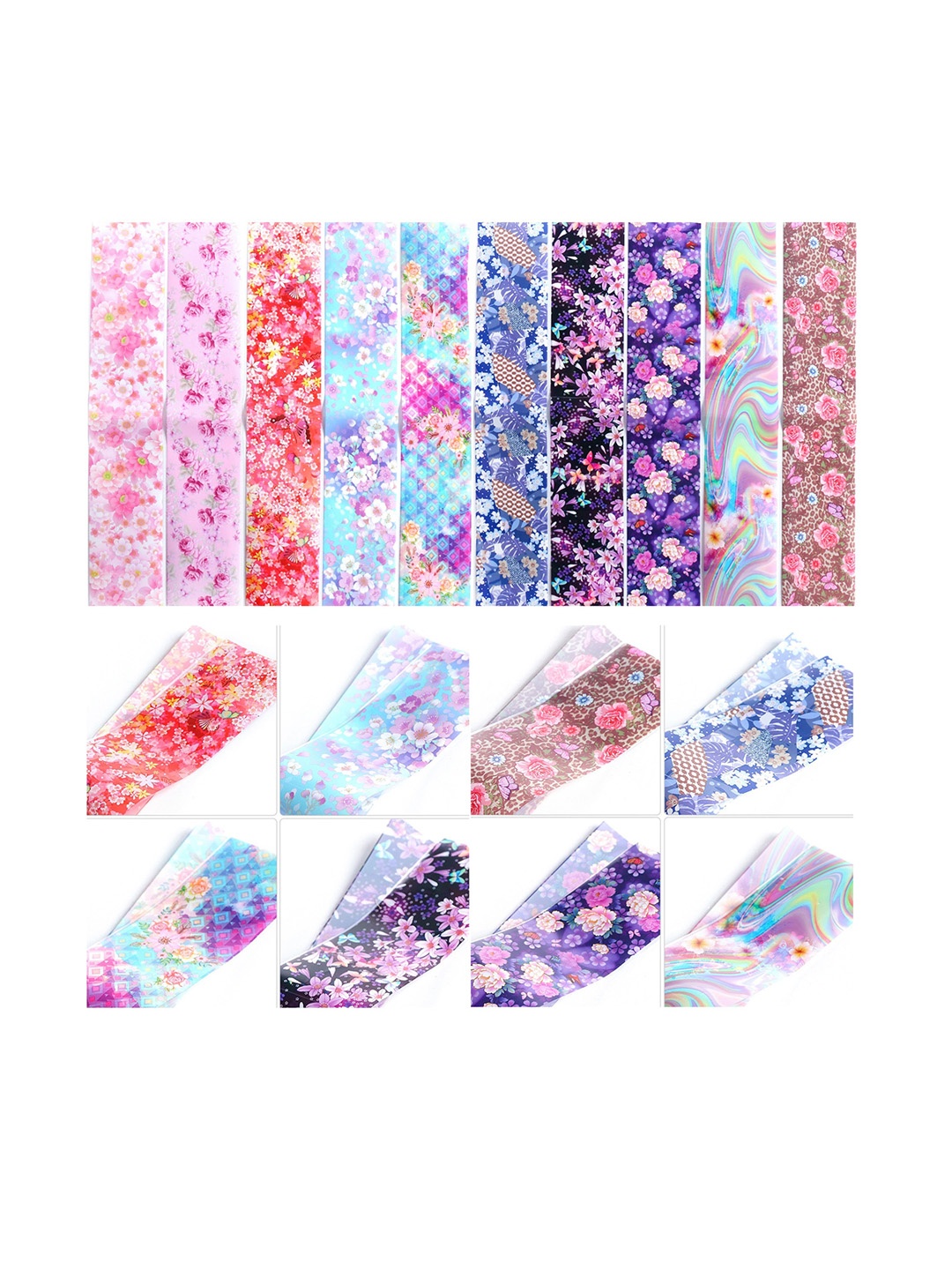 

S.A.V.I. Flowers Holographic DIY Nail Foil Transfer Stickers - 10 Sheets, Pink