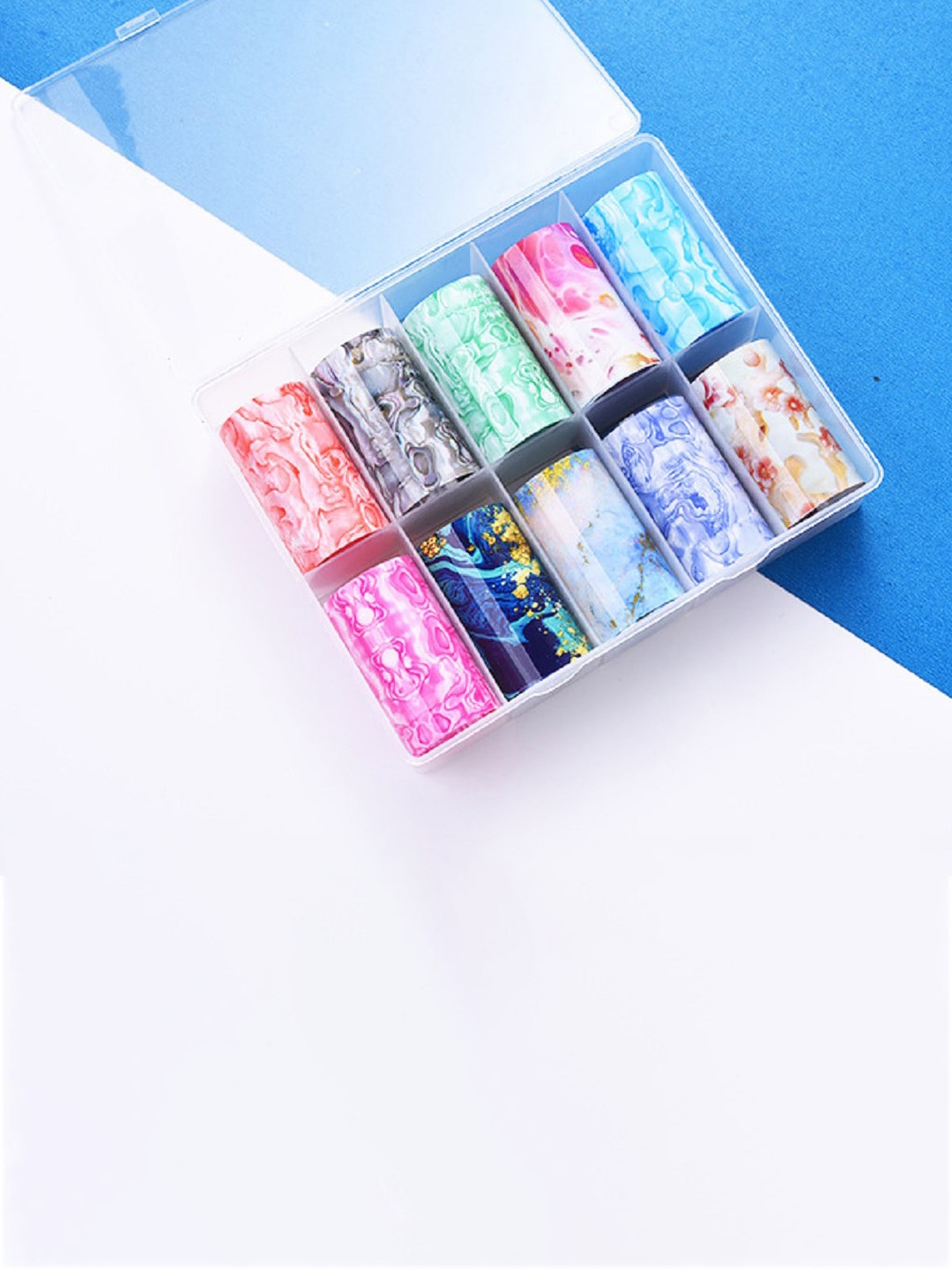 

S.A.V.I. Set Of 10 Rolls Marble Pattern DIY Nail Foil Transfer Sticker, Multi