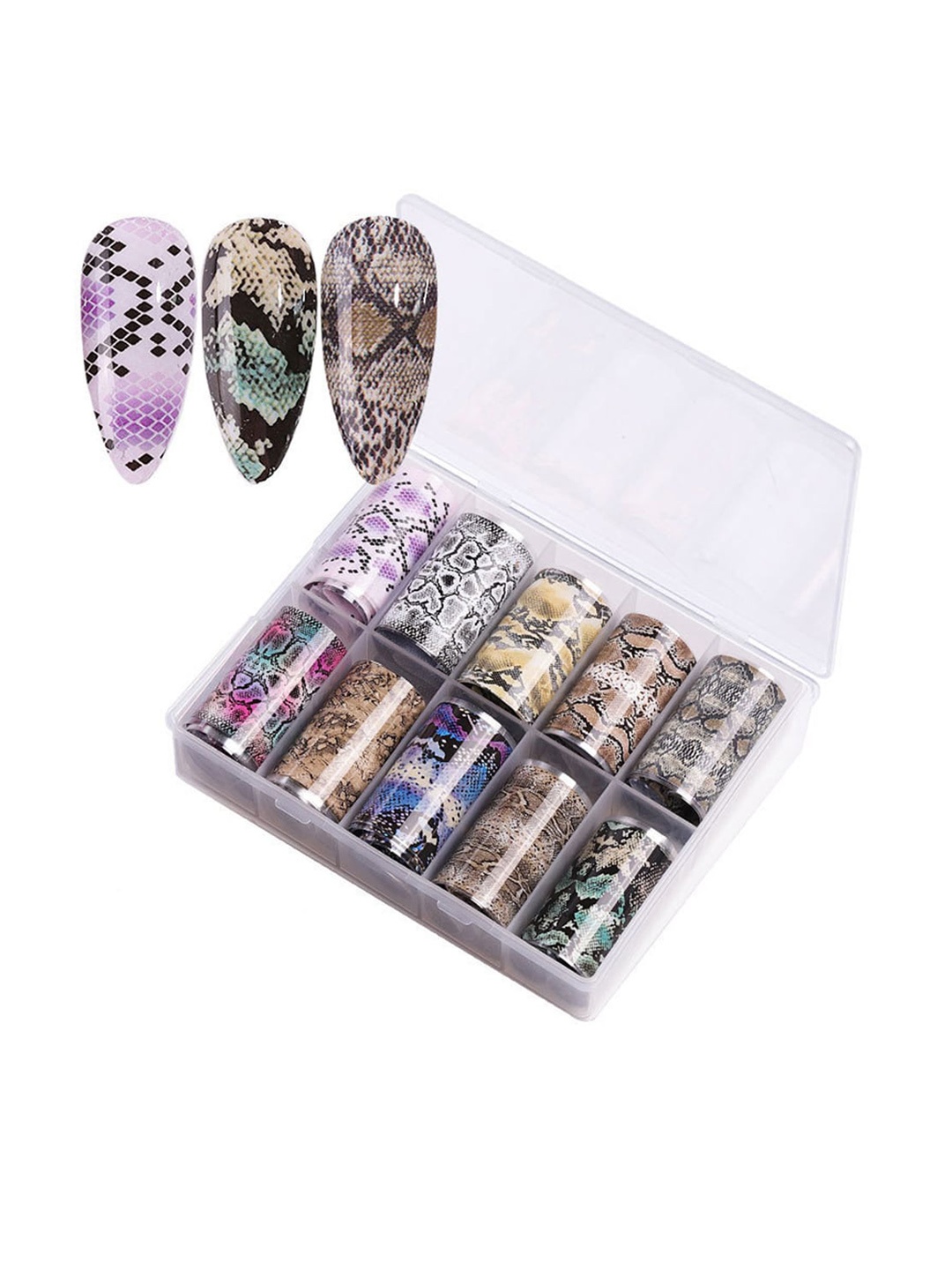 

S.A.V.I. DIY Nail Foil Transfer Snake Skin Design Stickers - 10 Rolls, Multi