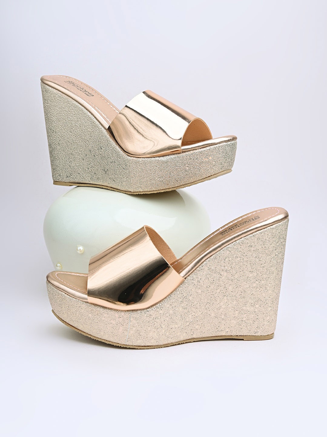 

Shoetopia Open Toe Wedge Heels, Pink