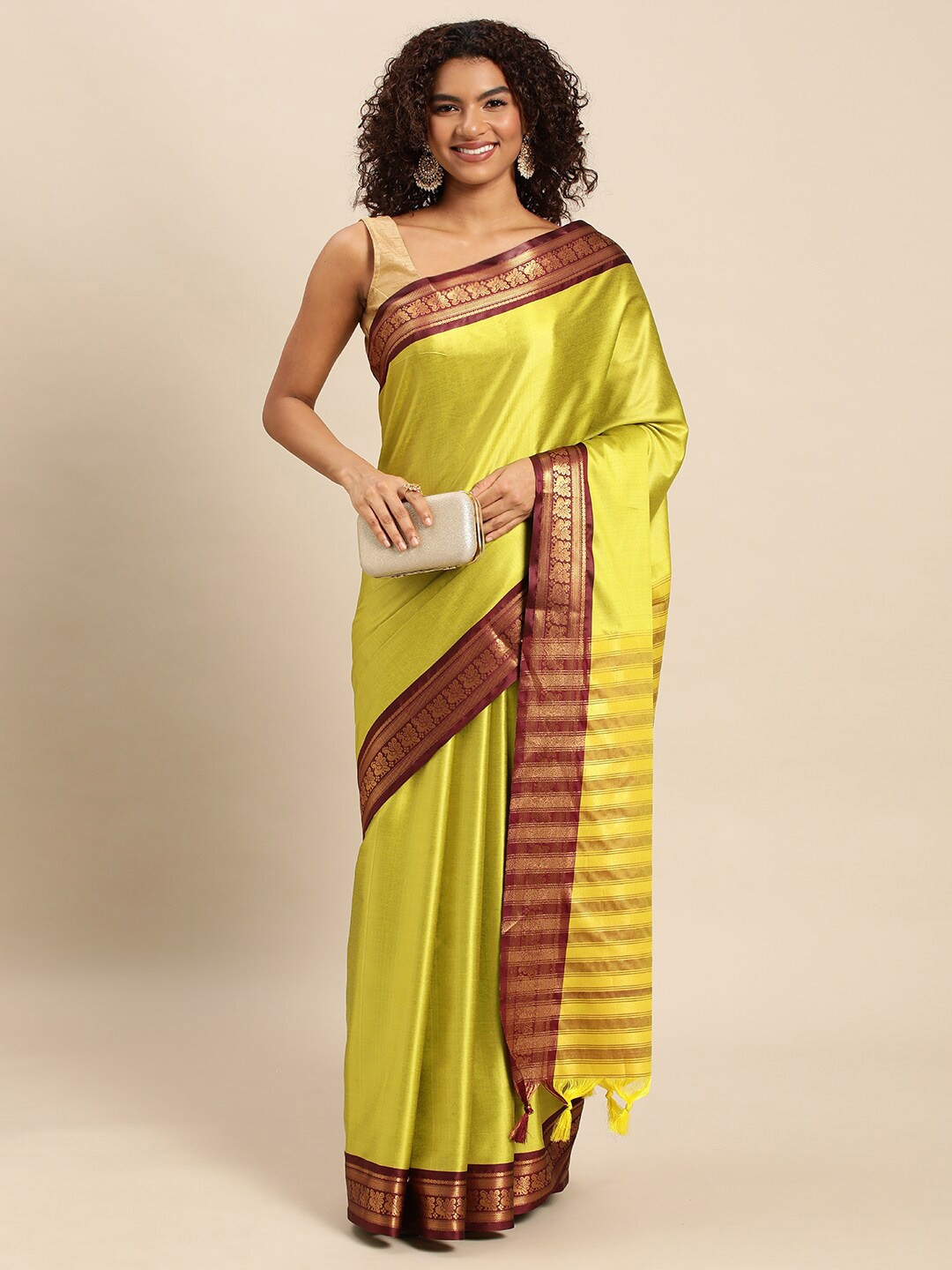 

M M Venture Zari Silk Cotton Saree, Green