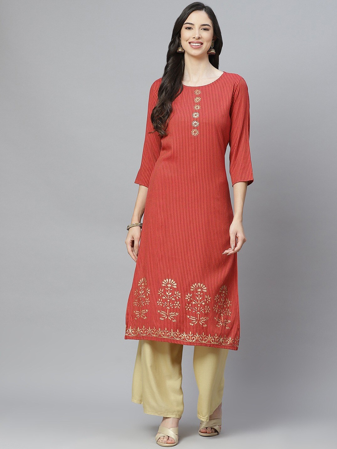 

aayusika Women Maroon Ethnic Motifs Printed Kurta