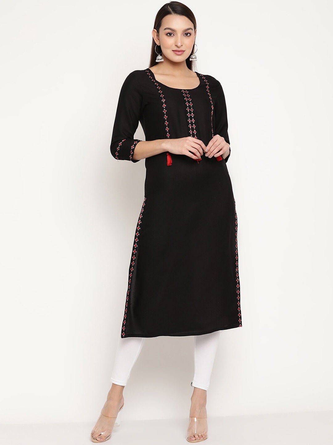 

aayusika Women Black & Red Kurta