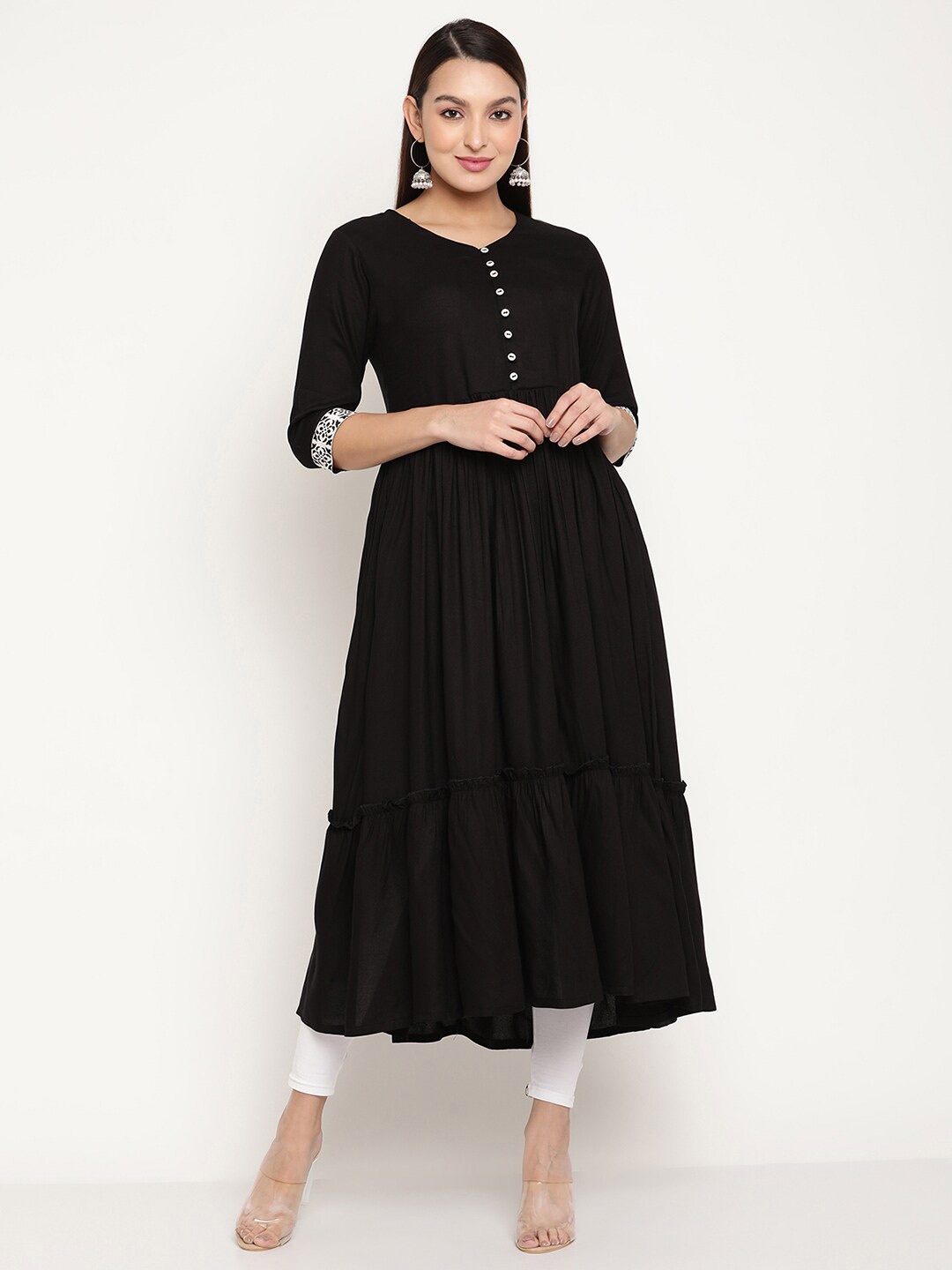 

aayusika Flared Midi Fit & Flare Dress, Black