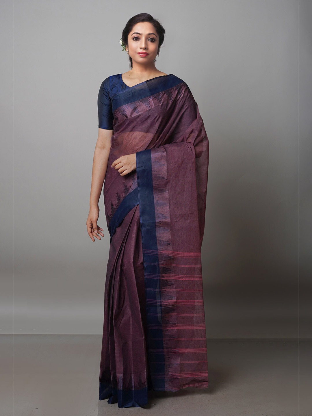

Unnati Silks Zari Pure Cotton Handloom Taant Saree, Mauve
