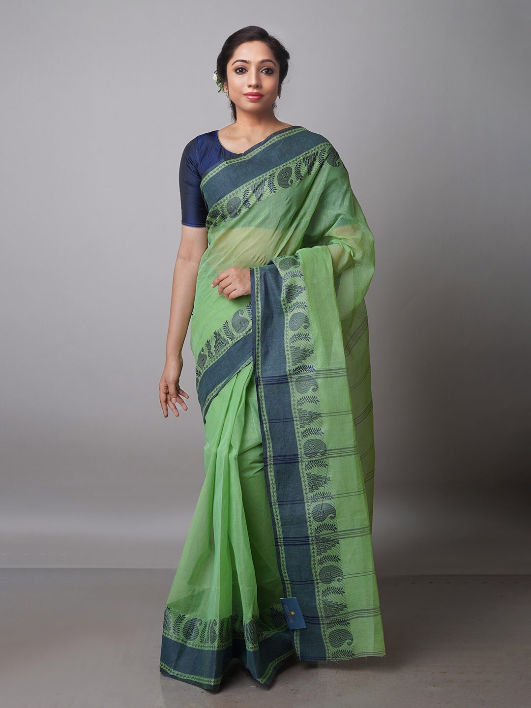 

Unnati Silks Pure Cotton Taant Saree, Green