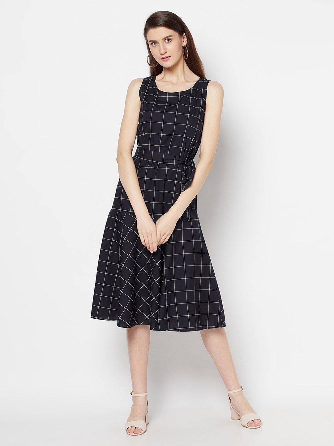 

Purple State Checked Cotton Dress, Navy blue