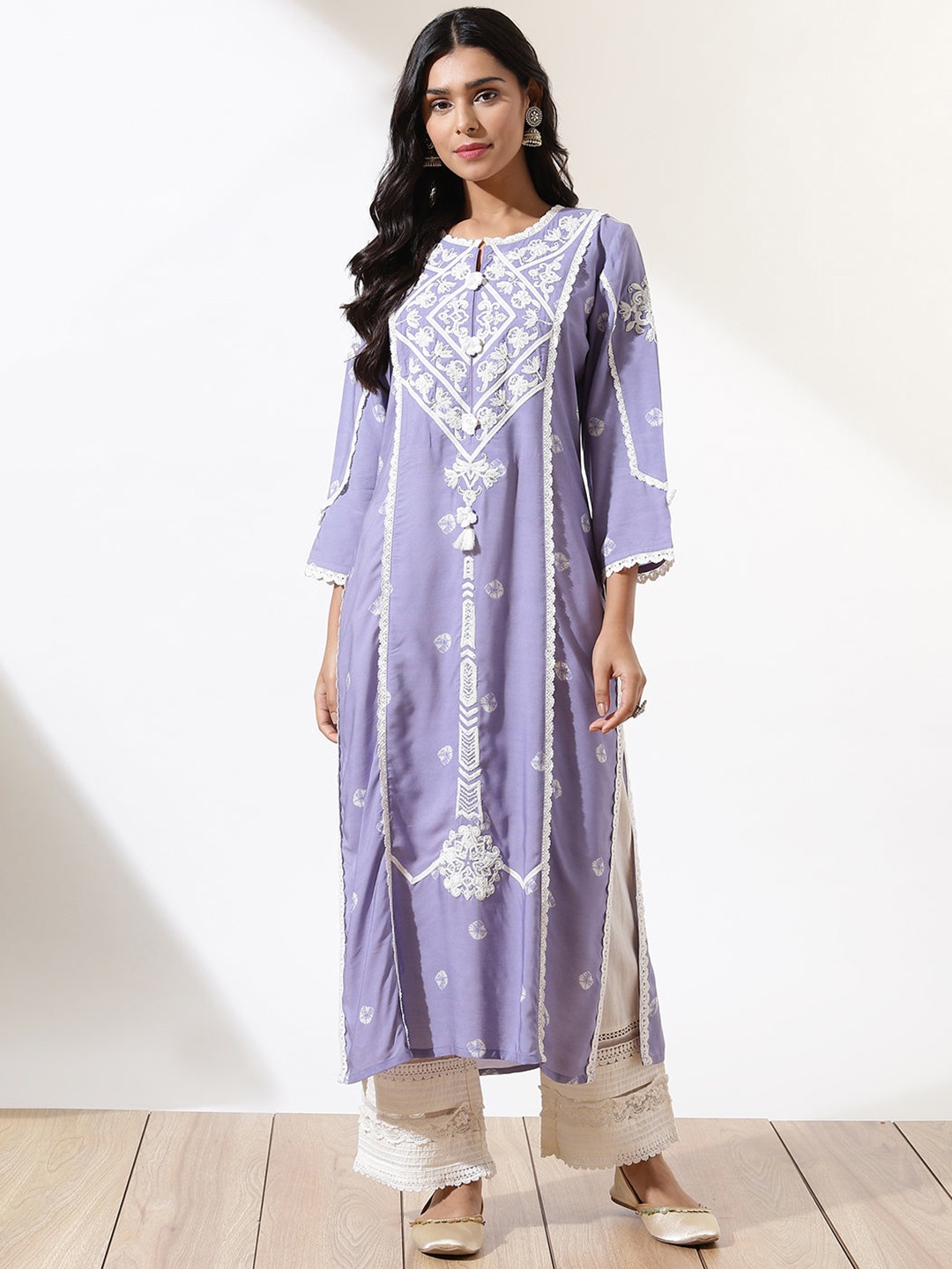 

Lakshita Plus Size Women Ethnic Motifs Embellished Kurta, Purple