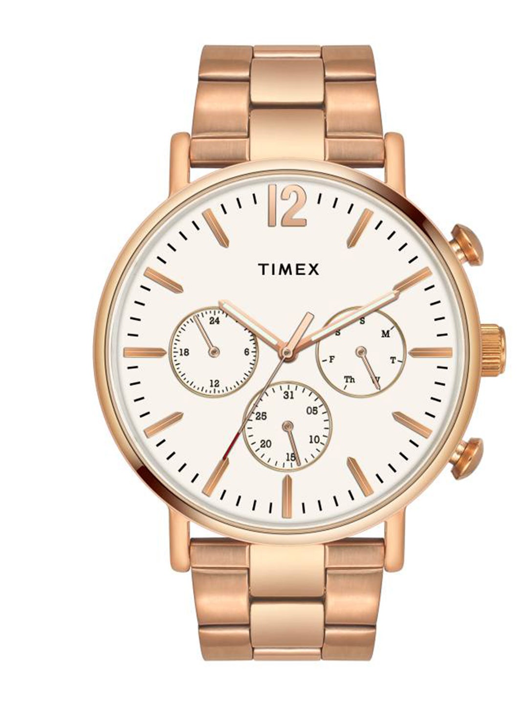 

Timex Men Brass Dial & Stainless Steel Bracelet Style Straps Analogue Watch, Silver