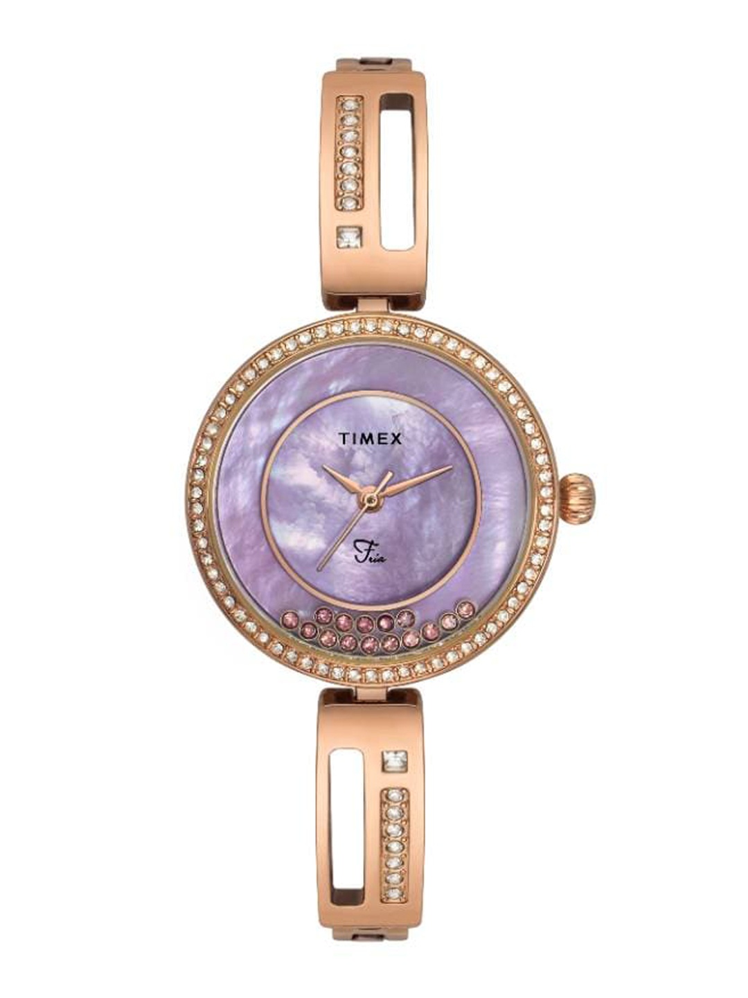 

Timex Women Brass Embellished Dial & Bracelet Style Straps Analogue Watch TWEL16502, Purple