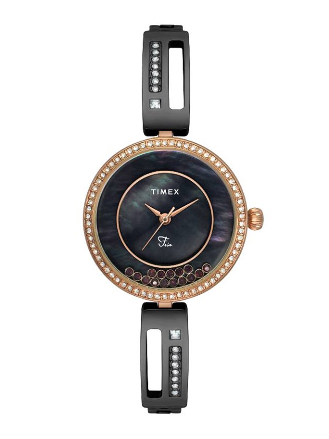 

Timex Women Brass Embellished Dial & Bracelet Style Straps Analogue Watch, Black
