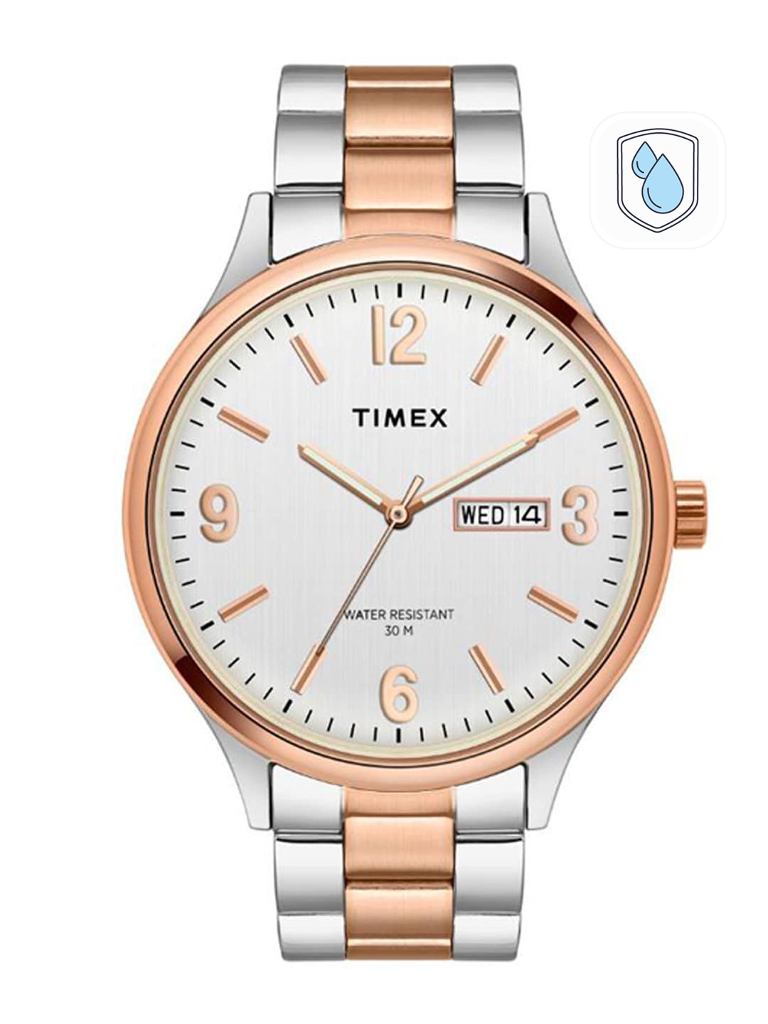 

Timex Men Brass Dial & Stainless Steel Bracelet Style Straps Analogue Watch TWEG18423, Silver