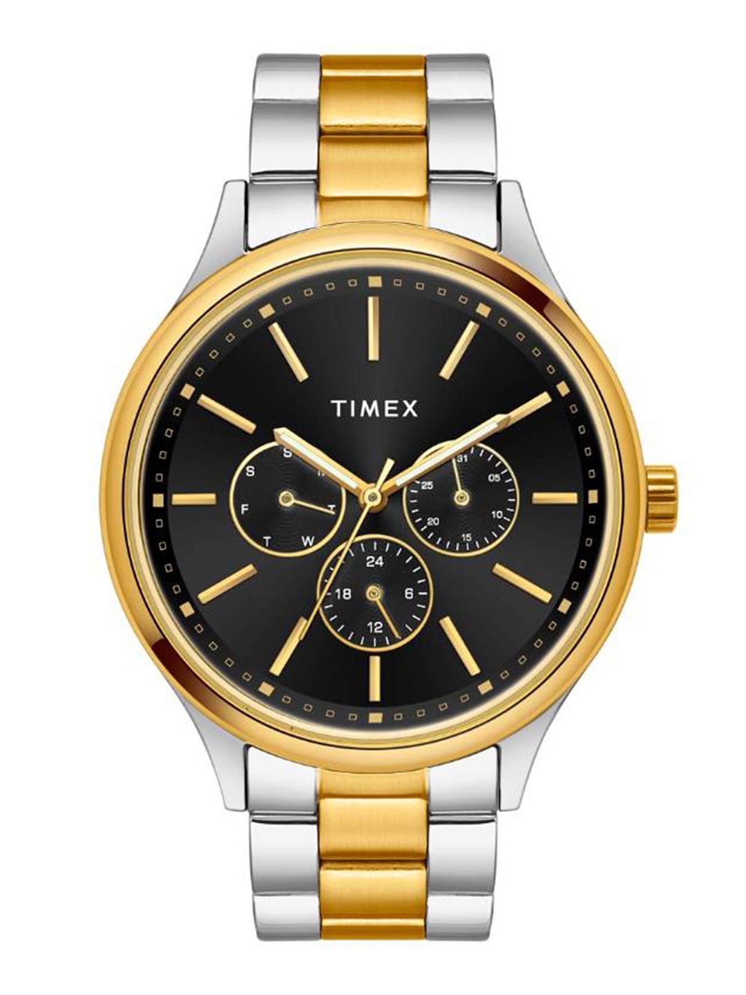 

Timex Men Brass Dial & Stainless Steel Bracelet Style Straps Analogue Watch TWEG18425, Black