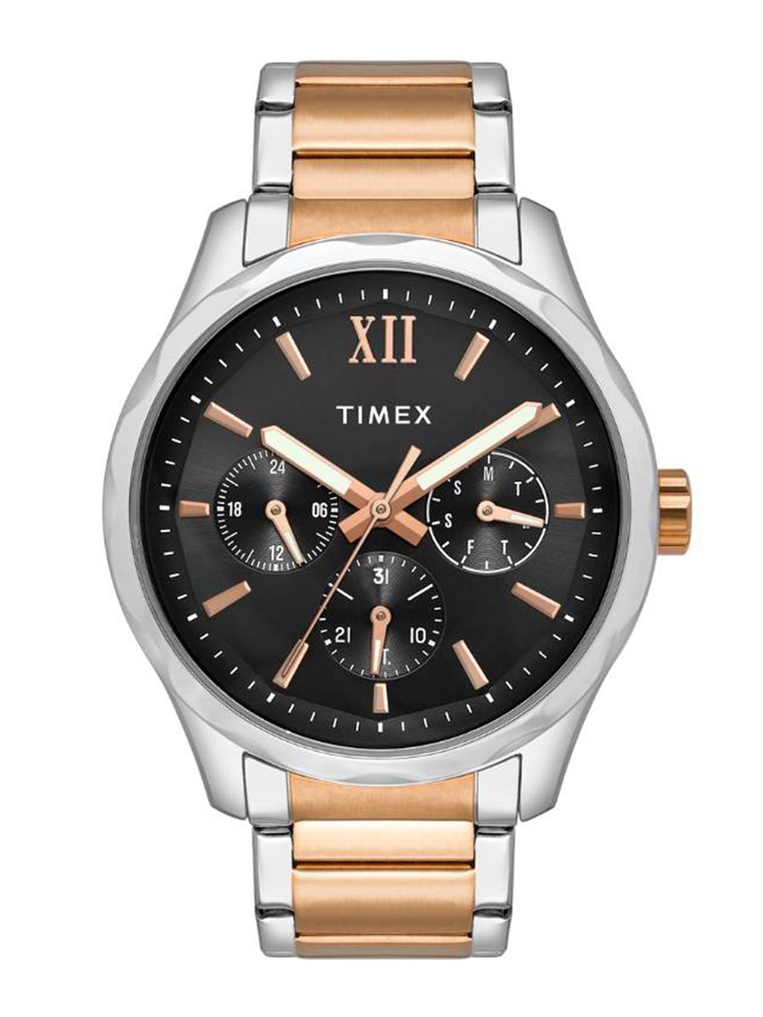 

Timex Men Brass Dial & Stainless Steel Bracelet Style Straps Analogue Watch TW0TG7617, Black