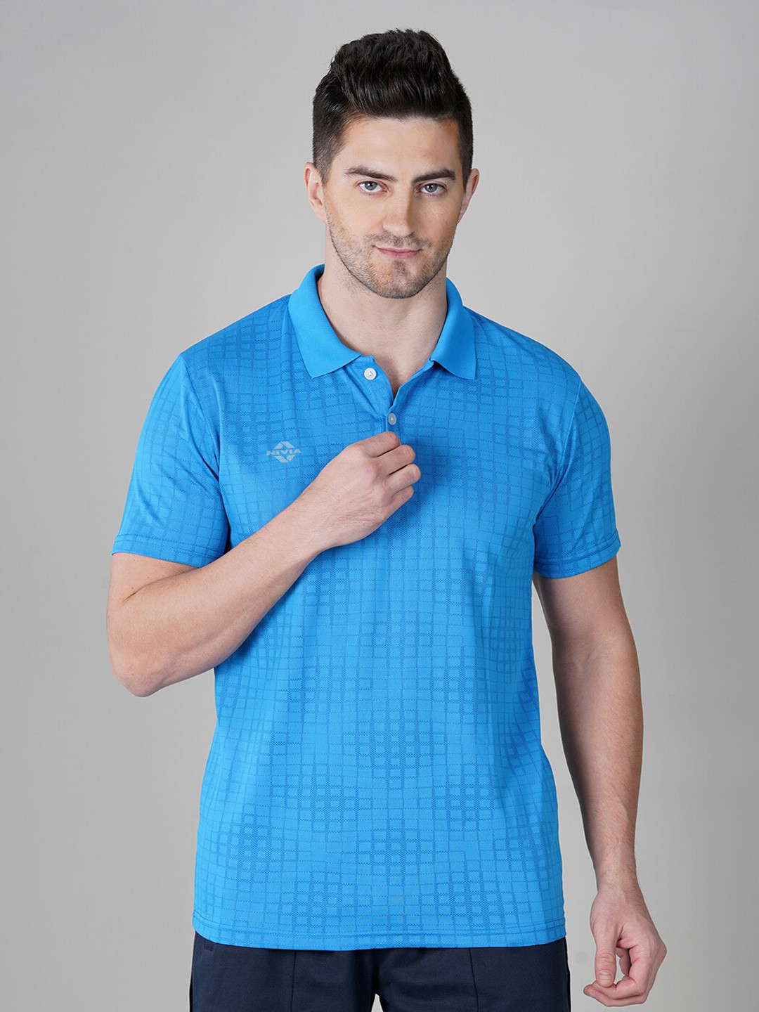 

NIVIA Men Printed Polo Collar T-shirt, Blue