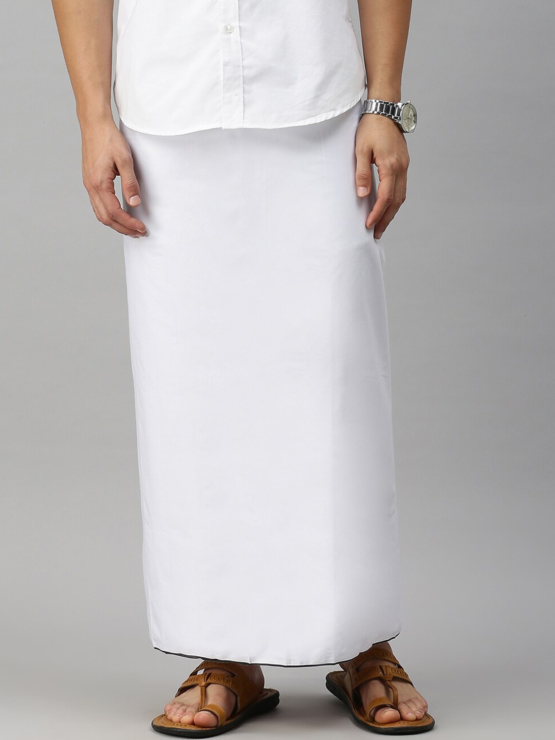 

Ulama Men Mid-Rise Pure Cotton Dhoti, White