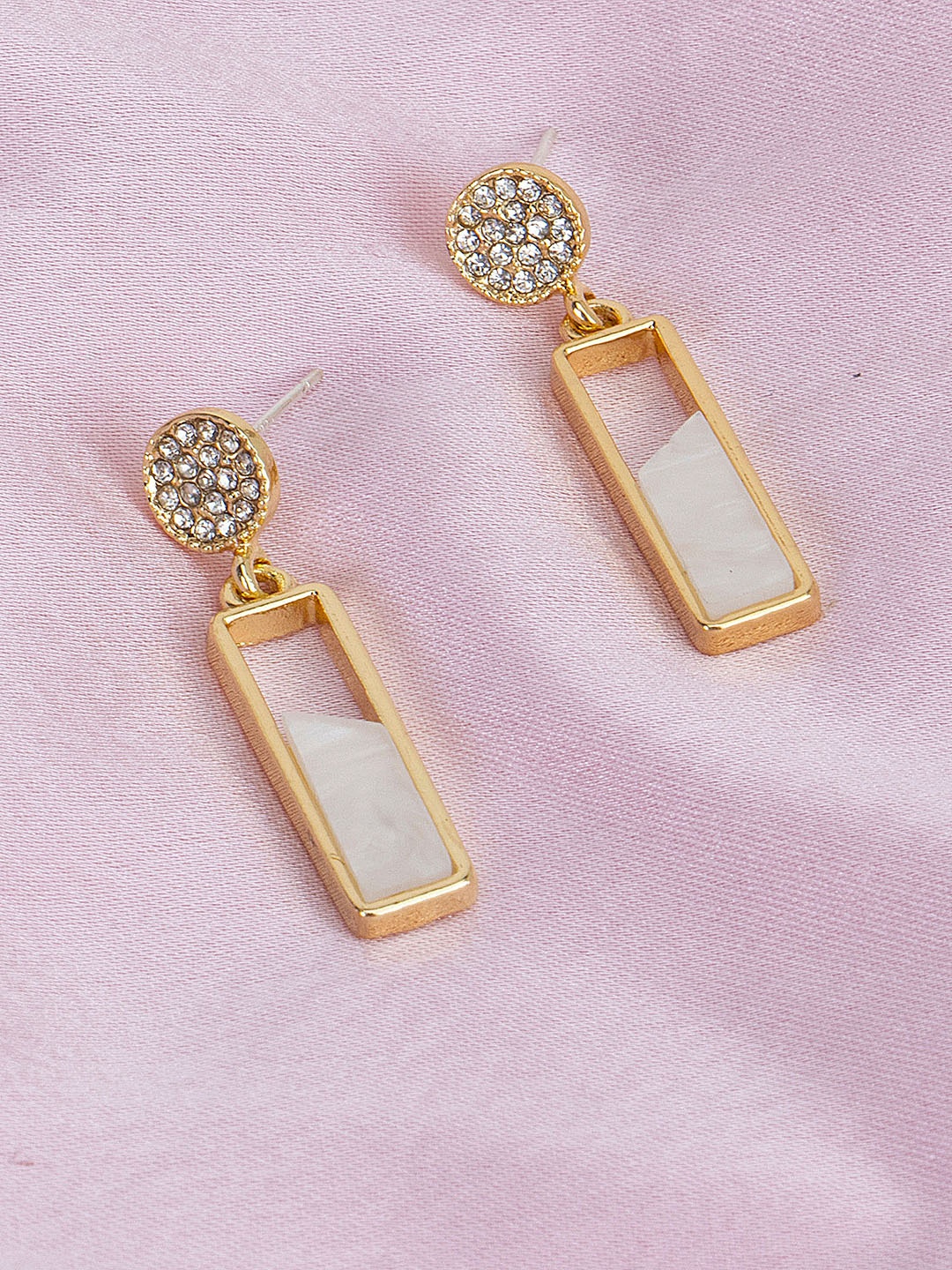 

Kazo White Contemporary Drop Earrings