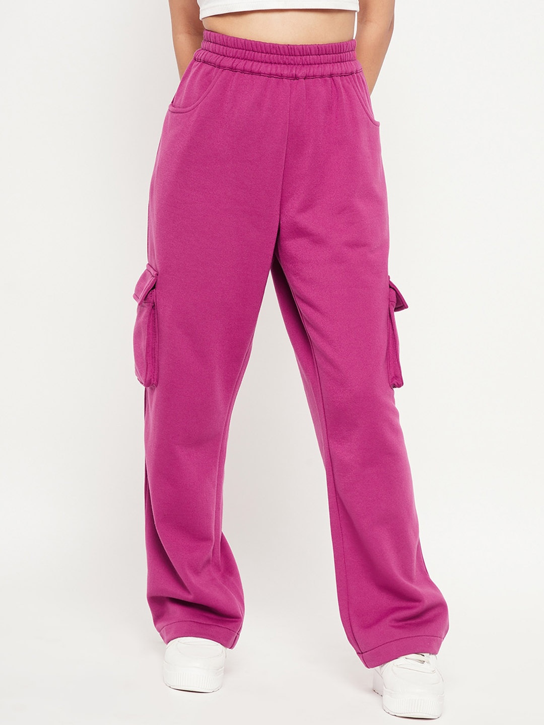 

Antheaa Girls Loose Fit Flat-Front High-Rise Cargos, Pink